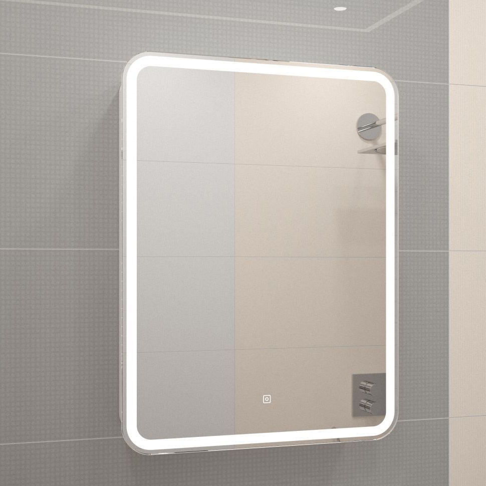 Зеркальный шкаф Art&Max Platino 60 см AM-Pla-600-800-1D-R-DS-F с подсветкой, белый