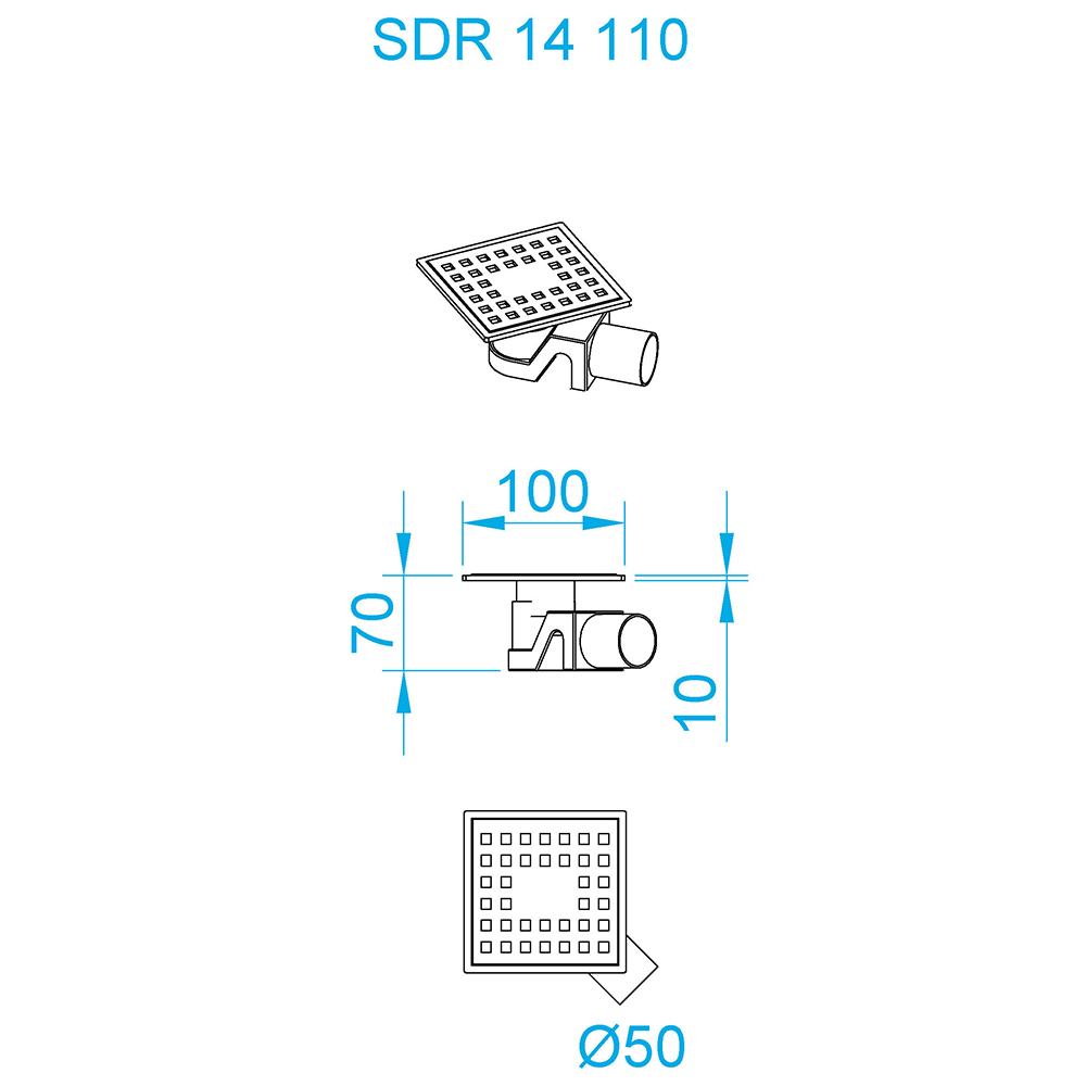 Душевой трап RGW SDR 10 см, 47211411-04, с решеткой, черный