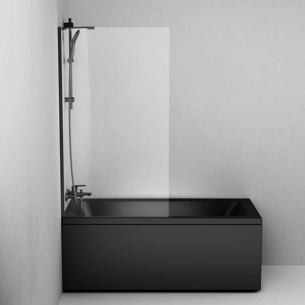 Душевая шторка на ванну Am.Pm Gem 80х140 см W90BS-080-140BT профиль черный, стекло прозрачное