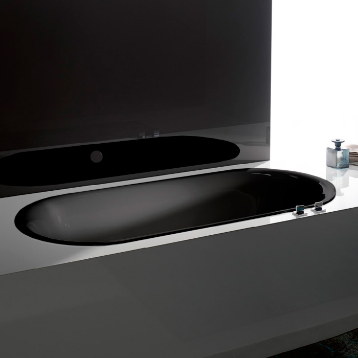 Стальная ванна Bette BetteLux Oval, с шумоизоляцией 180x80x45 см, цвет черное дерево(матовый), 3466-035