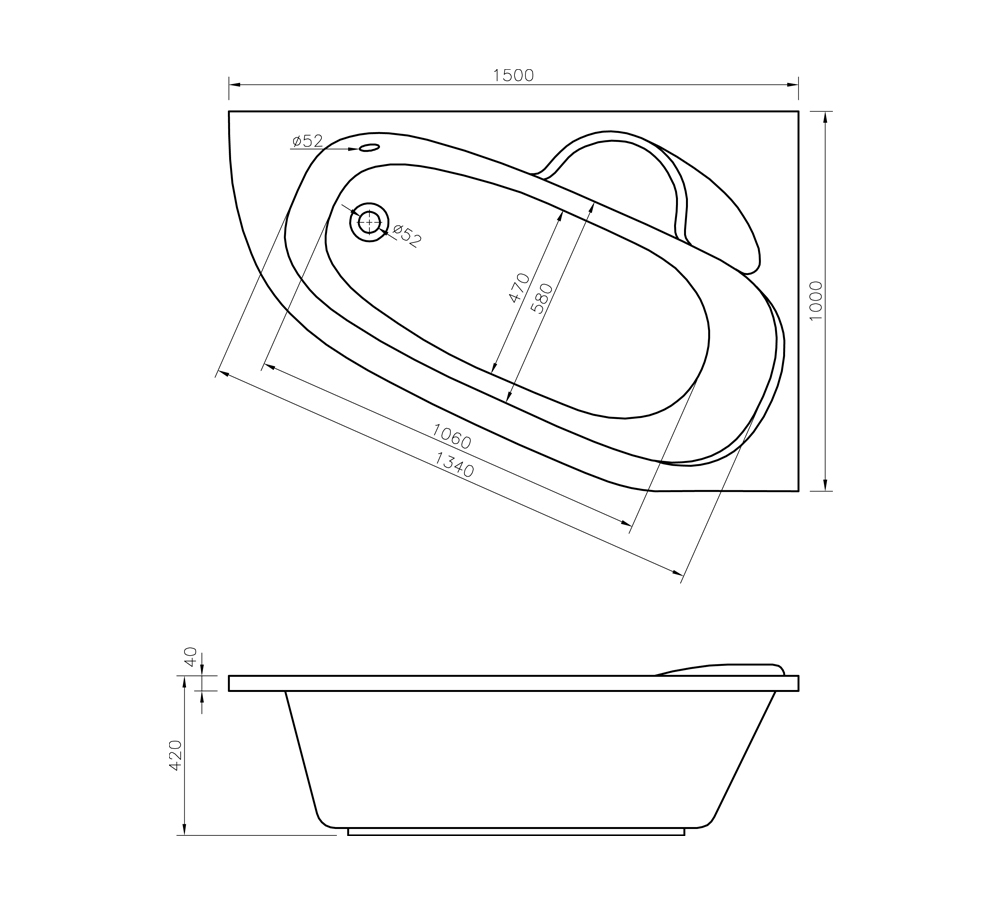 Акриловая ванна Lavinia Boho Bell Pro, 150x100 см. правая, 360920A0