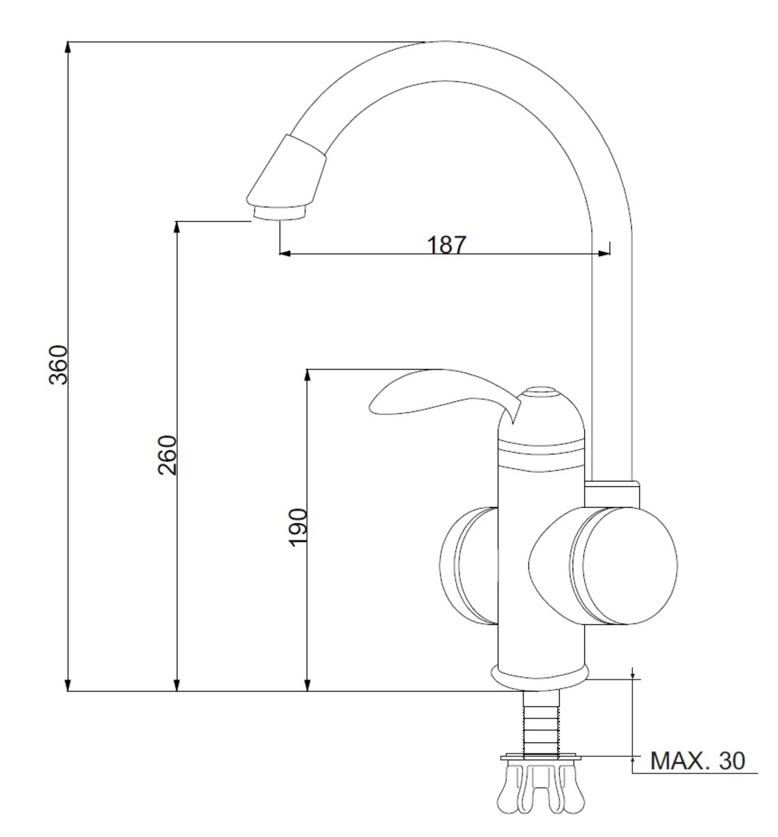 Кран-водонагреватель проточного типа для кухонной мойки РМС РМС-ЭЛ01 белый