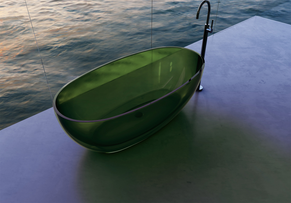 Ванна из полиэфирной смолы 170х75 Abber Kristall AT9703Emerald зеленая