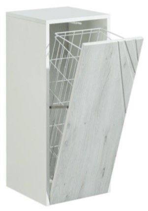 Подвесной шкаф с бельевой корзиной Aquaton Сакура, ольха наварра/Белый глянец