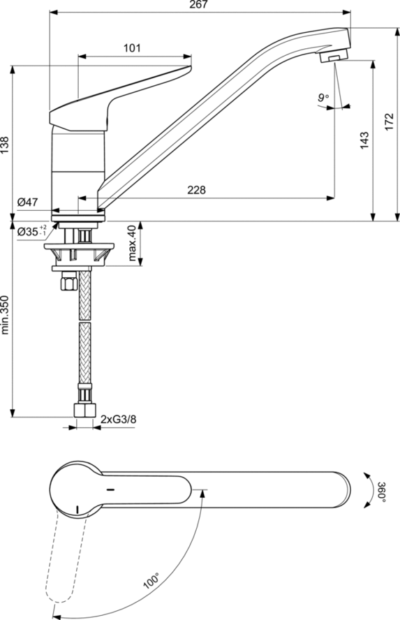 Смеситель Ideal Standard Ceraflex для кухонной мойки BC129AA хром - изображение 4