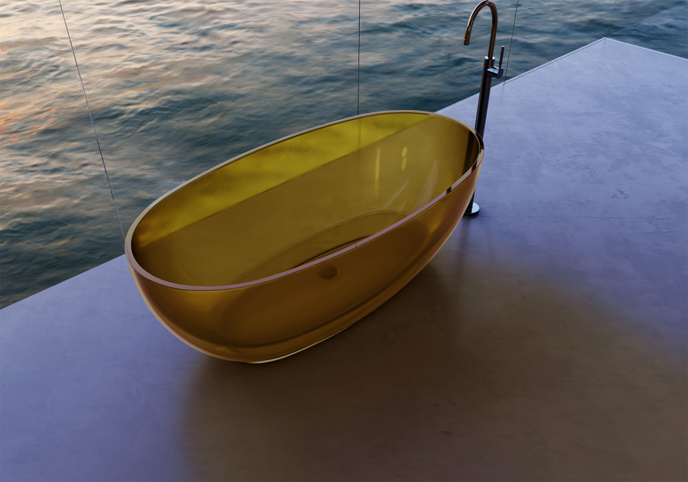 Ванна из полиэфирной смолы 170х75 Abber Kristall AT9703Amber желтая