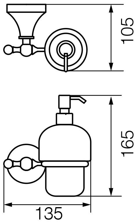 Дозатор жидкого мыла настенный Veragio Gialetta, керамика/бронза VR.GIL-6470.BR