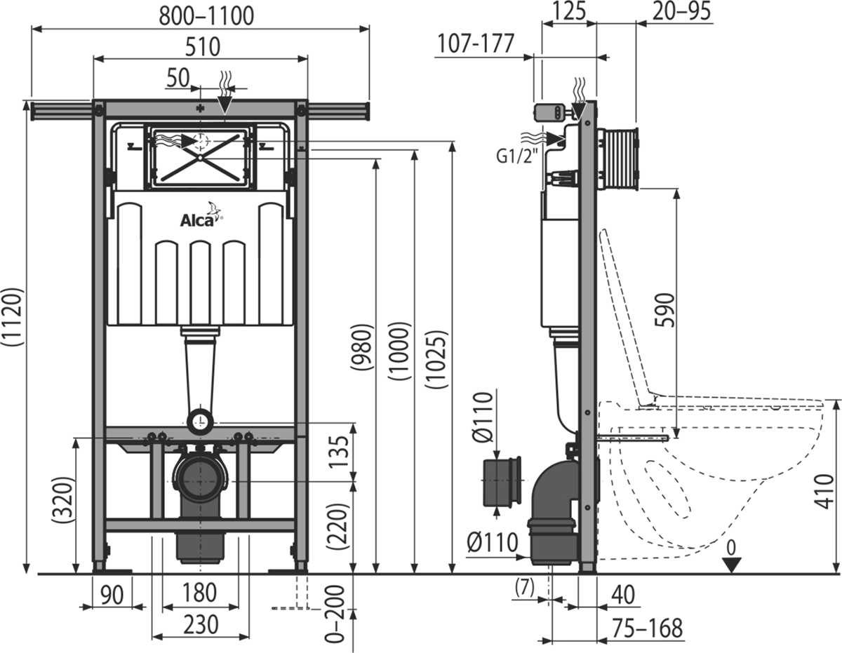 Система инсталляции AlcaPlast Jadromodul AM102/1120 для унитазов