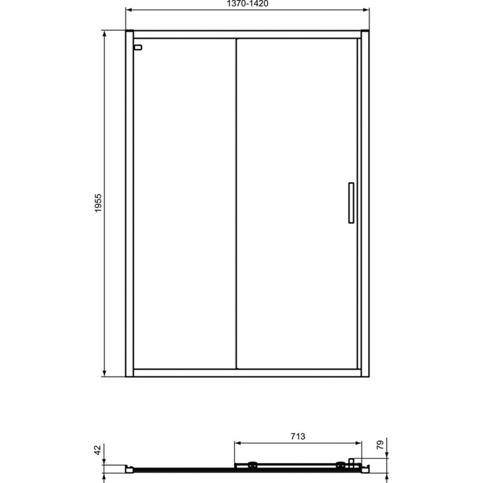 Сдвижная дверь в нишу 140 см Ideal Standard CONNECT 2 Sliding door K9278V3
