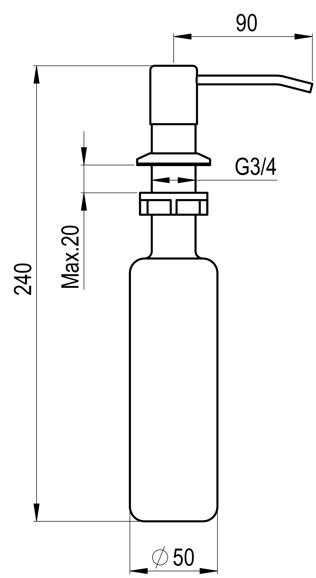 Дозатор Granula GR-1403 для жидкого мыла, базальт