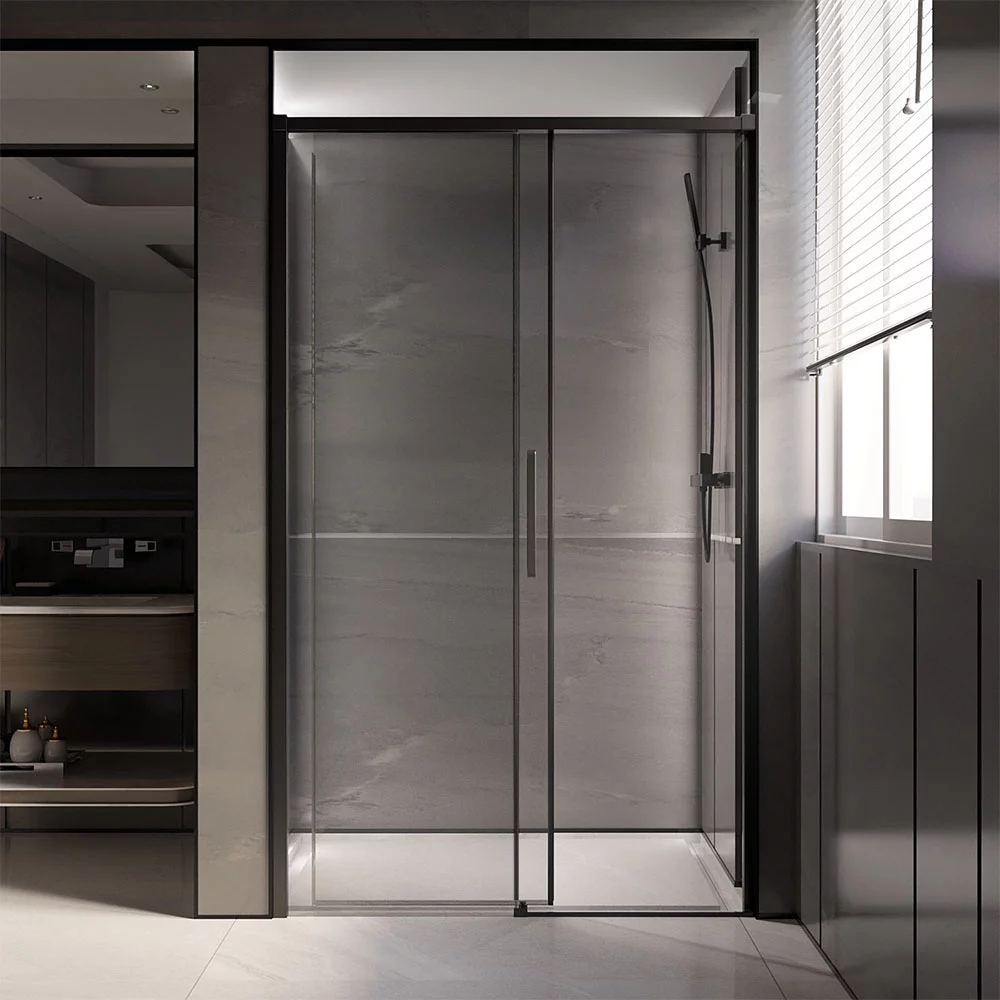 Душевая дверь Veconi Premium Trento PTD-40B, 140х200, черный матовый, стекло прозрачное