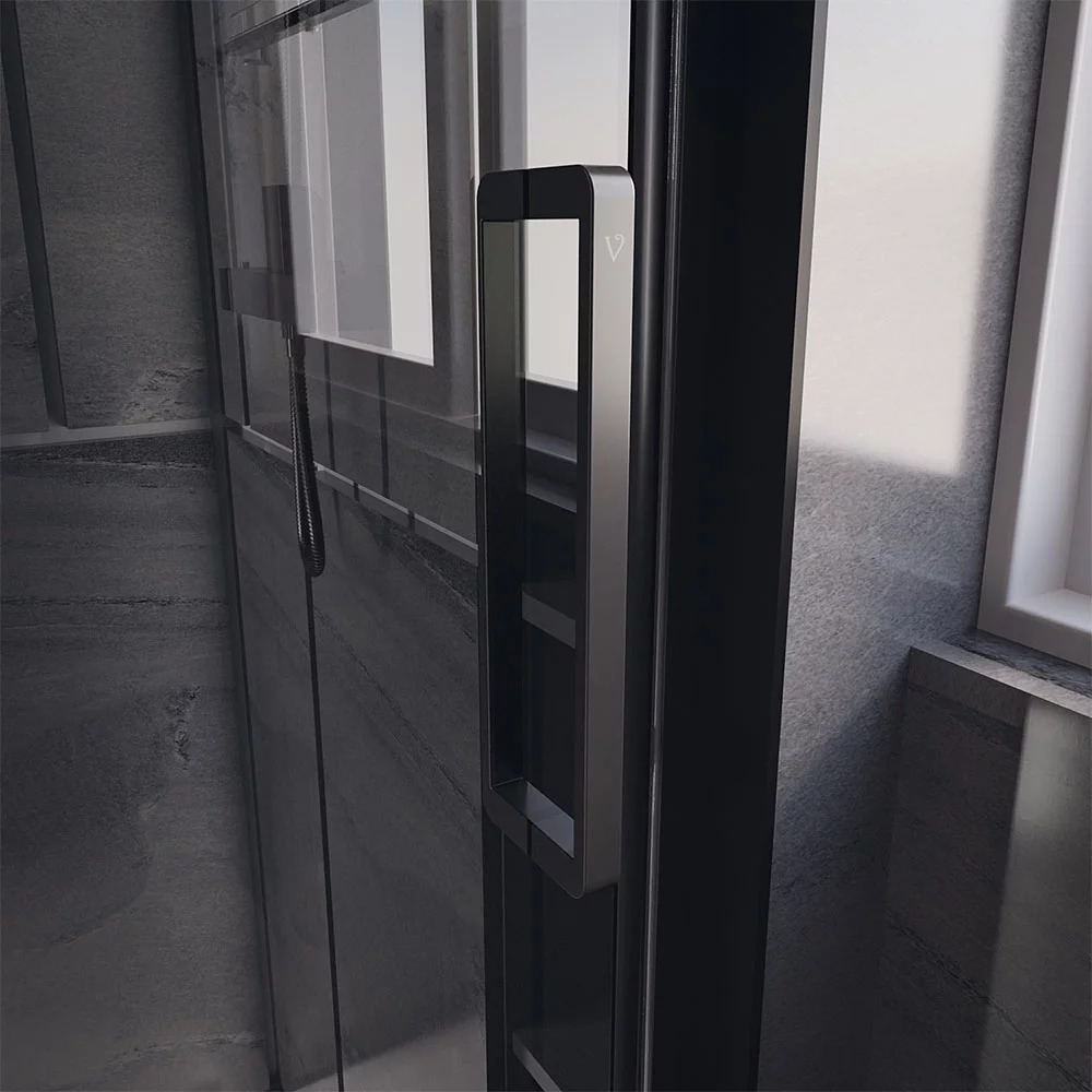 Душевая дверь Veconi Premium Trento PTD-40B, 130х200, черный матовый, стекло прозрачное