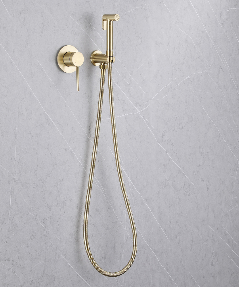 Гигиенический душ Abber Emotion AF8825G со смесителем, матовое золото