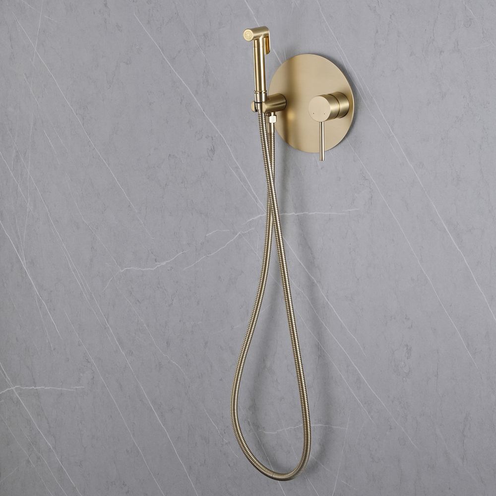 Гигиенический душ Abber Emotion AF8826G со смесителем, матовое золото