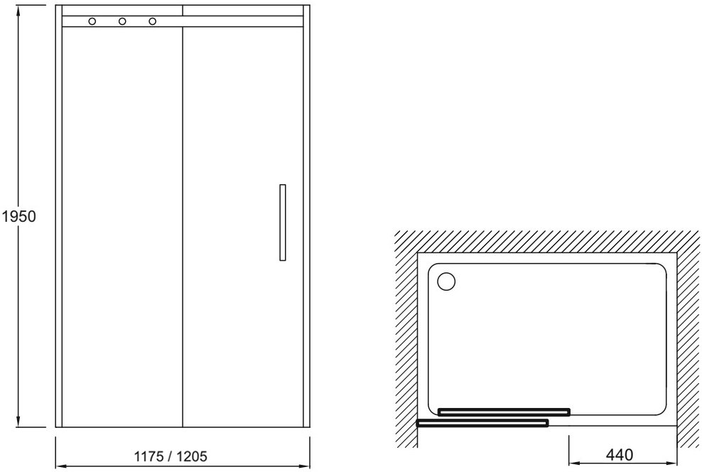 Душевая дверь Jacob Delafon Contra 120х195 см E22C120-GA профиль хром, стекло прозрачное