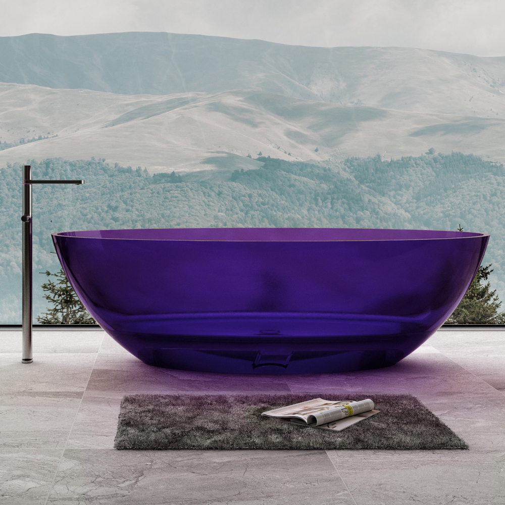 Ванна из полиэфирной смолы 180х85 Abber Kristall AT9702Amethyst фиолетовая 