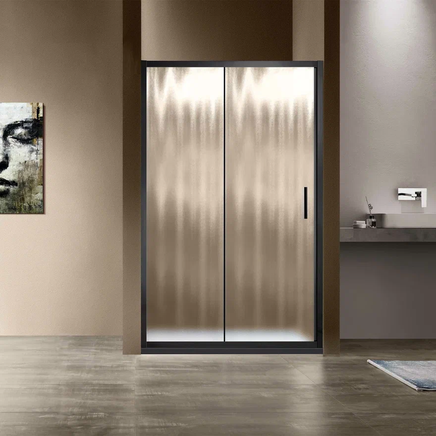Душевая дверь Vincea Garda 120x190 см, VDS-1G120CHB, профиль черный, стекло рифленое - 2 изображение