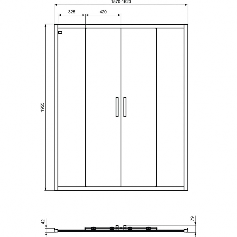 Сдвижная дверь в нишу 160 см Ideal Standard CONNECT 2 Sliding door K9282V3