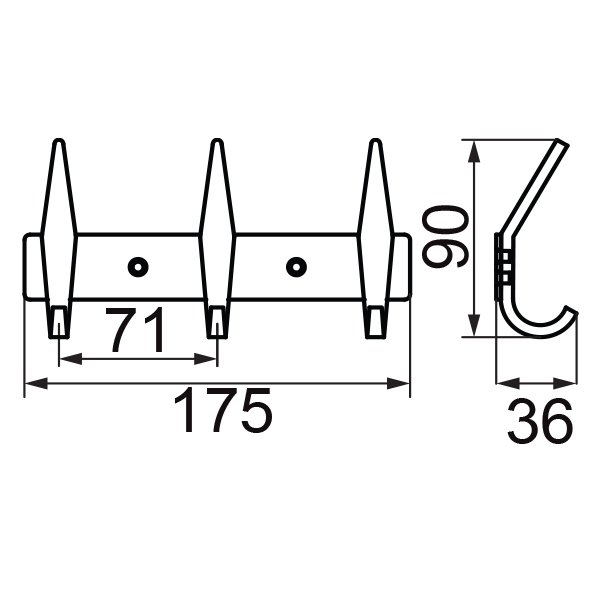 Планка Veragio Gifortes с 3-мя крючками L17,4хH3 см бронза