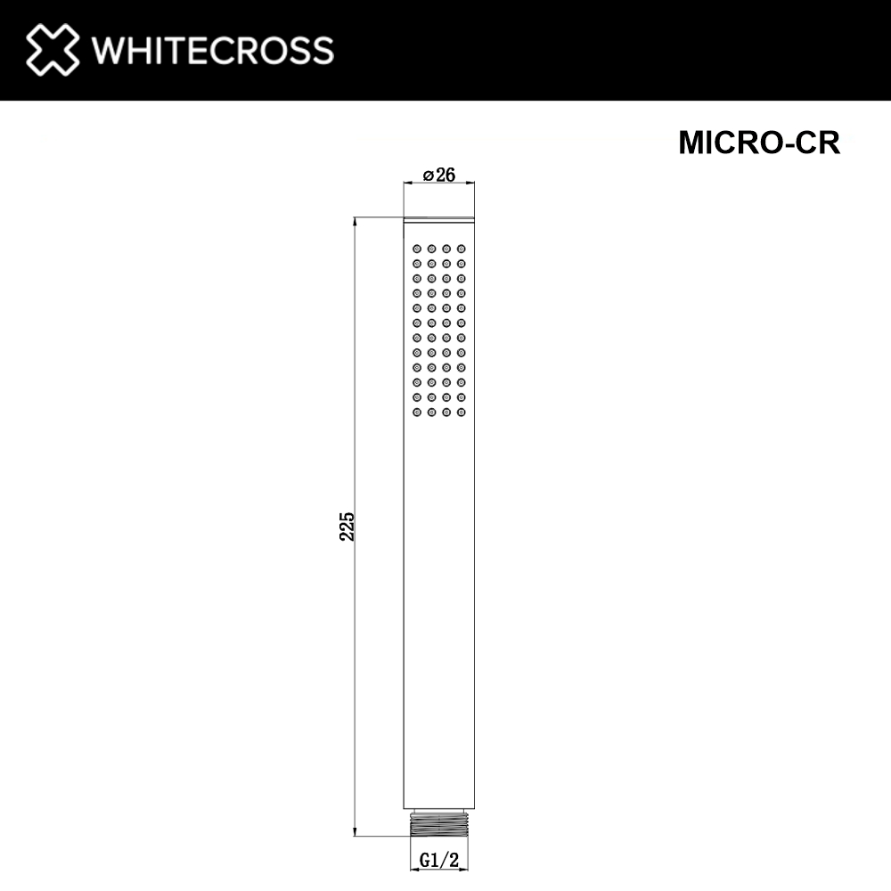 Душевая лейка Whitecross Y chrome MICRO-CR , 1 режим, d 2,6 см., хром