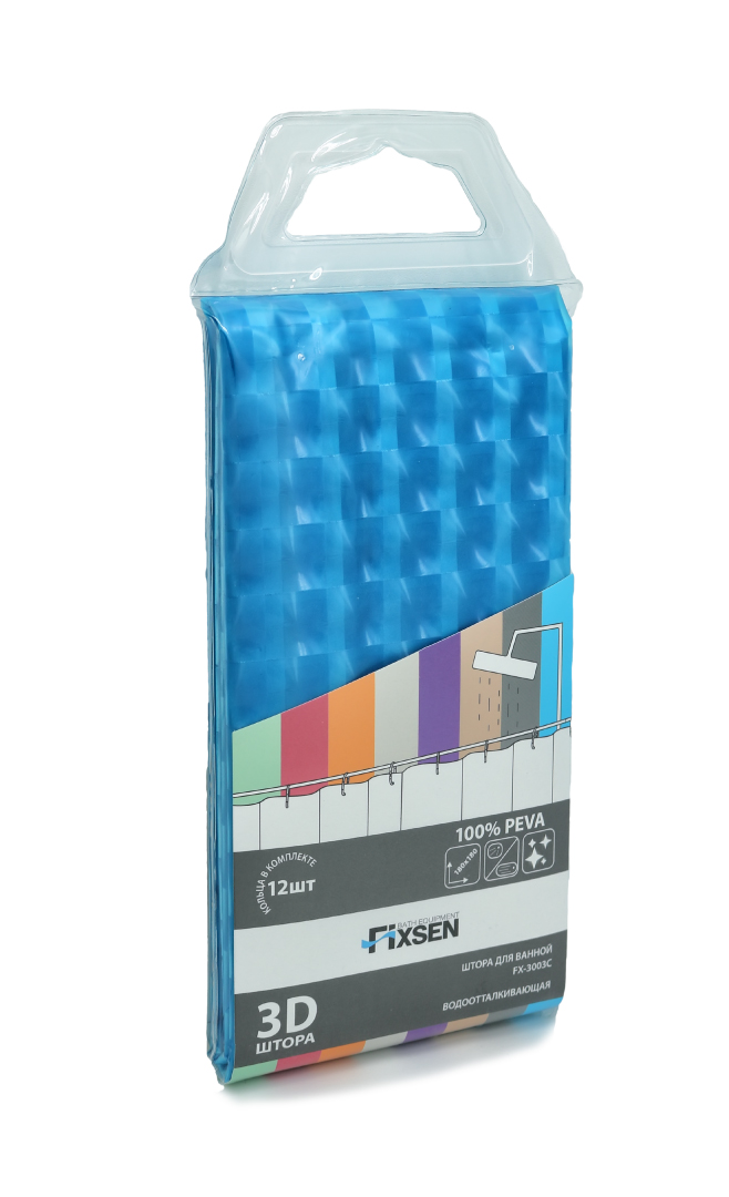 Шторка для ванной FIXSEN голубая FX-3003C
