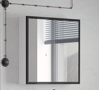Зеркальный шкаф Corozo Айрон 70, черно-белый