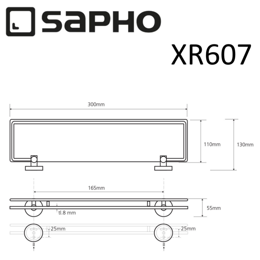 Полка Sapho X-Round XR607 хром