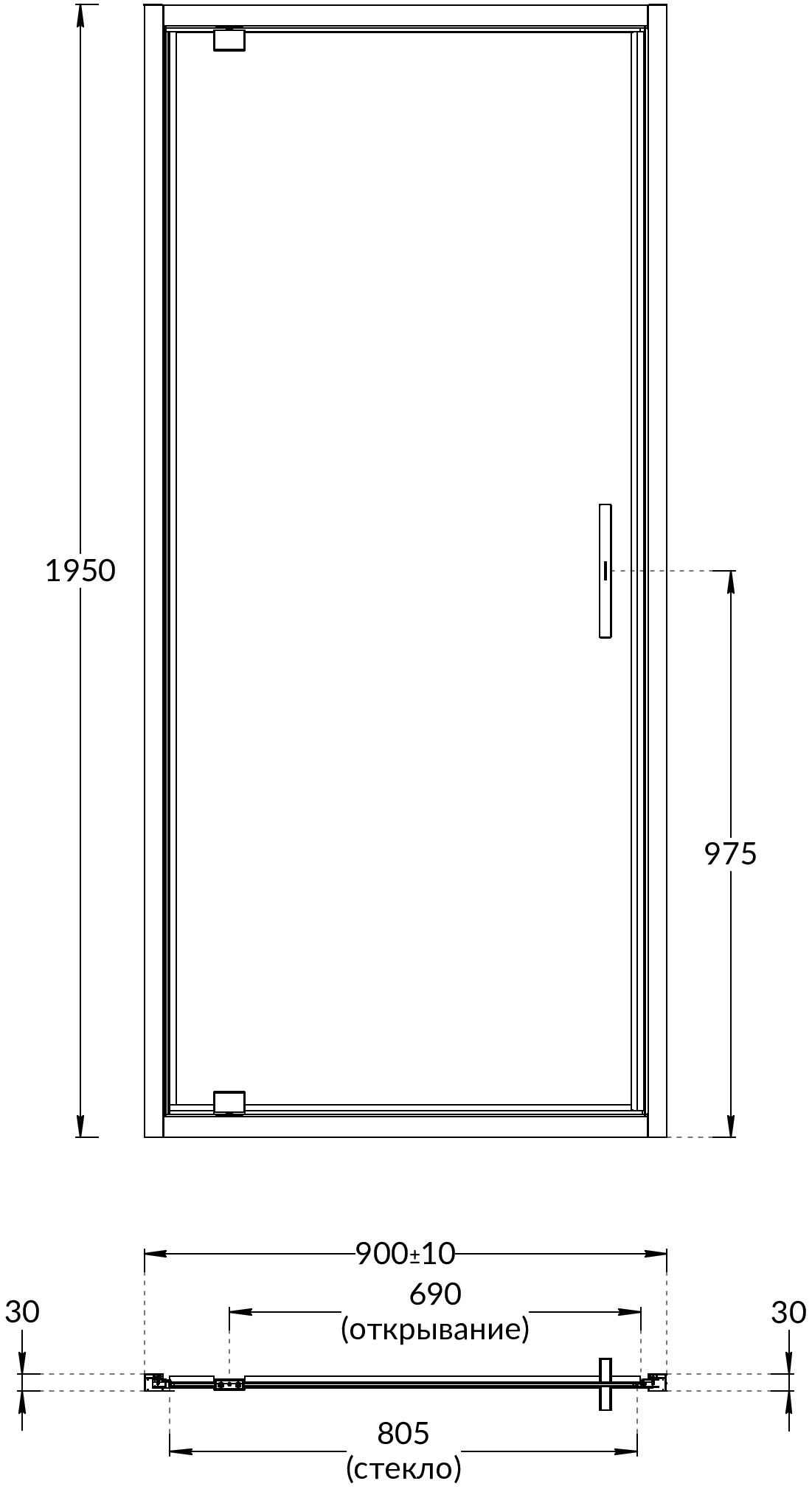 Душевая дверь Kerama Marazzi Vetro 90х195 см VE.90.PD.CR профиль хром, стекло прозрачное