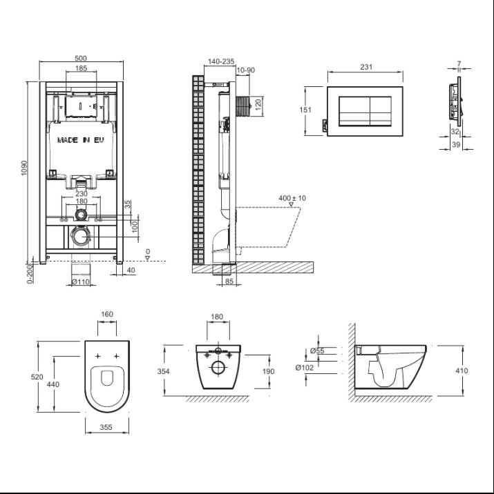 Комплект подвесной безободковый унитаз Jacob Delafon Rodin +  E21749RU-00 с сиденьем микролифт  +  система инсталляции с кнопкой хром