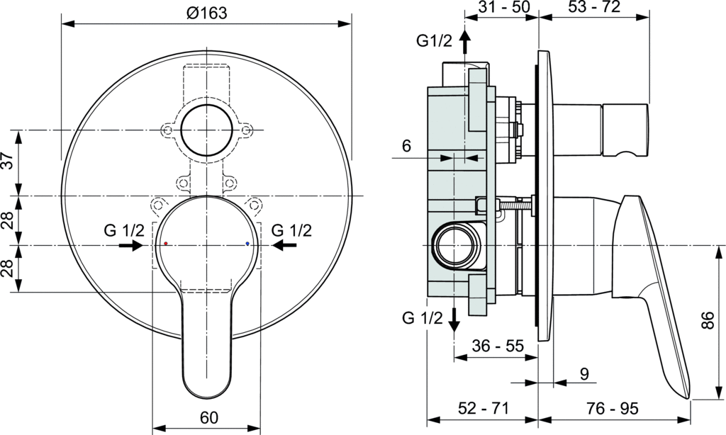 Душевой комплект Ideal Standard Alpha 7 в 1 «ВСЕ для встройки» BD003AA - изображение 12