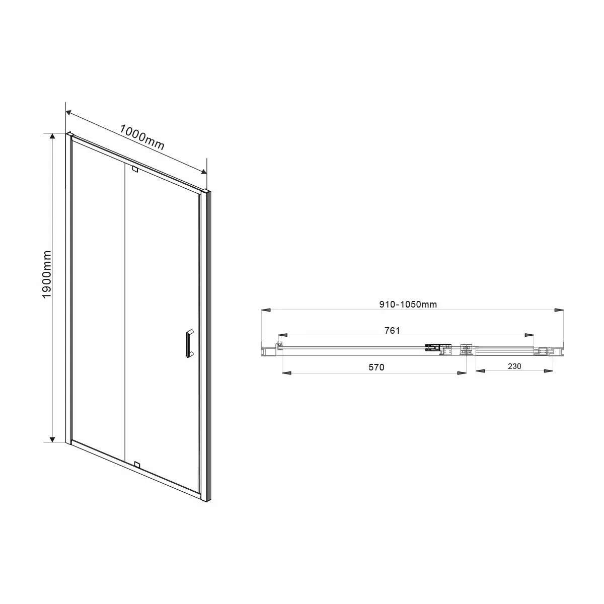 Душевая дверь Vincea Intra VDP-1I9010CL 90/100 см хром, стекло прозрачное - 8 изображение