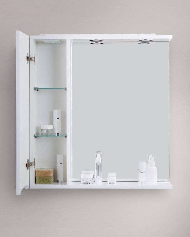 Зеркальный шкаф BelBagno Marino 60 х 75 см, с LED-подсветкой, Bianco Lucido - белый глянец