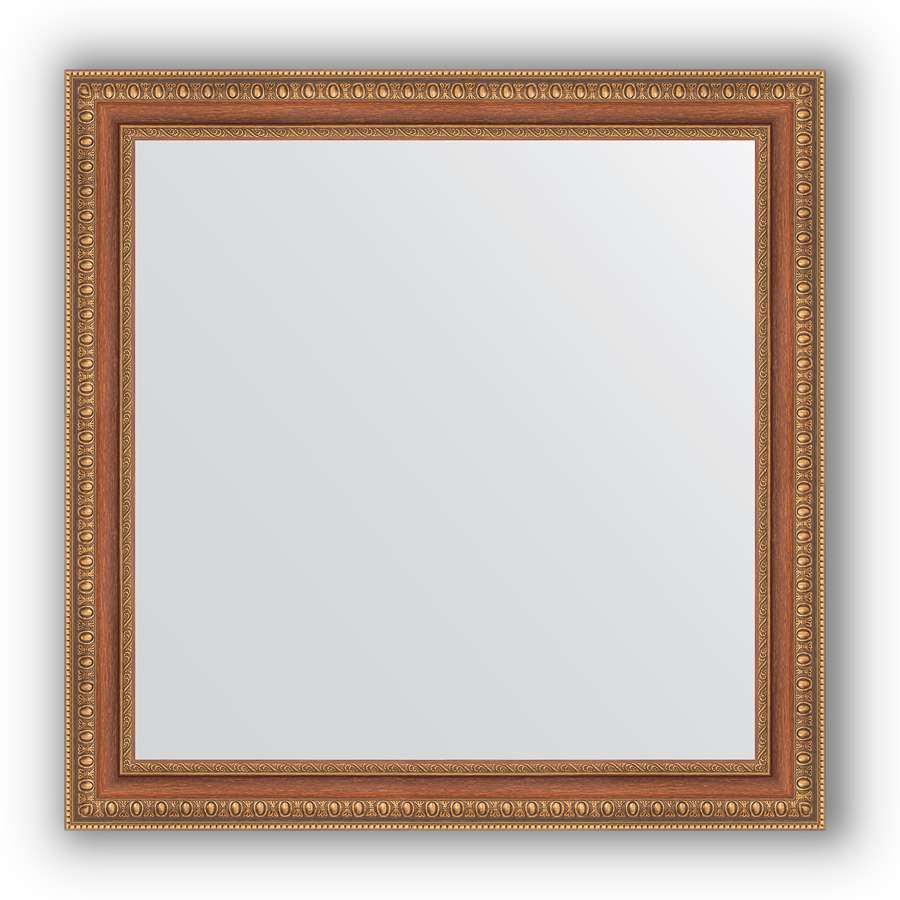 Зеркало в багетной раме Evoform Definite BY 3139 65 x 65 см, бронзовые бусы на дереве 