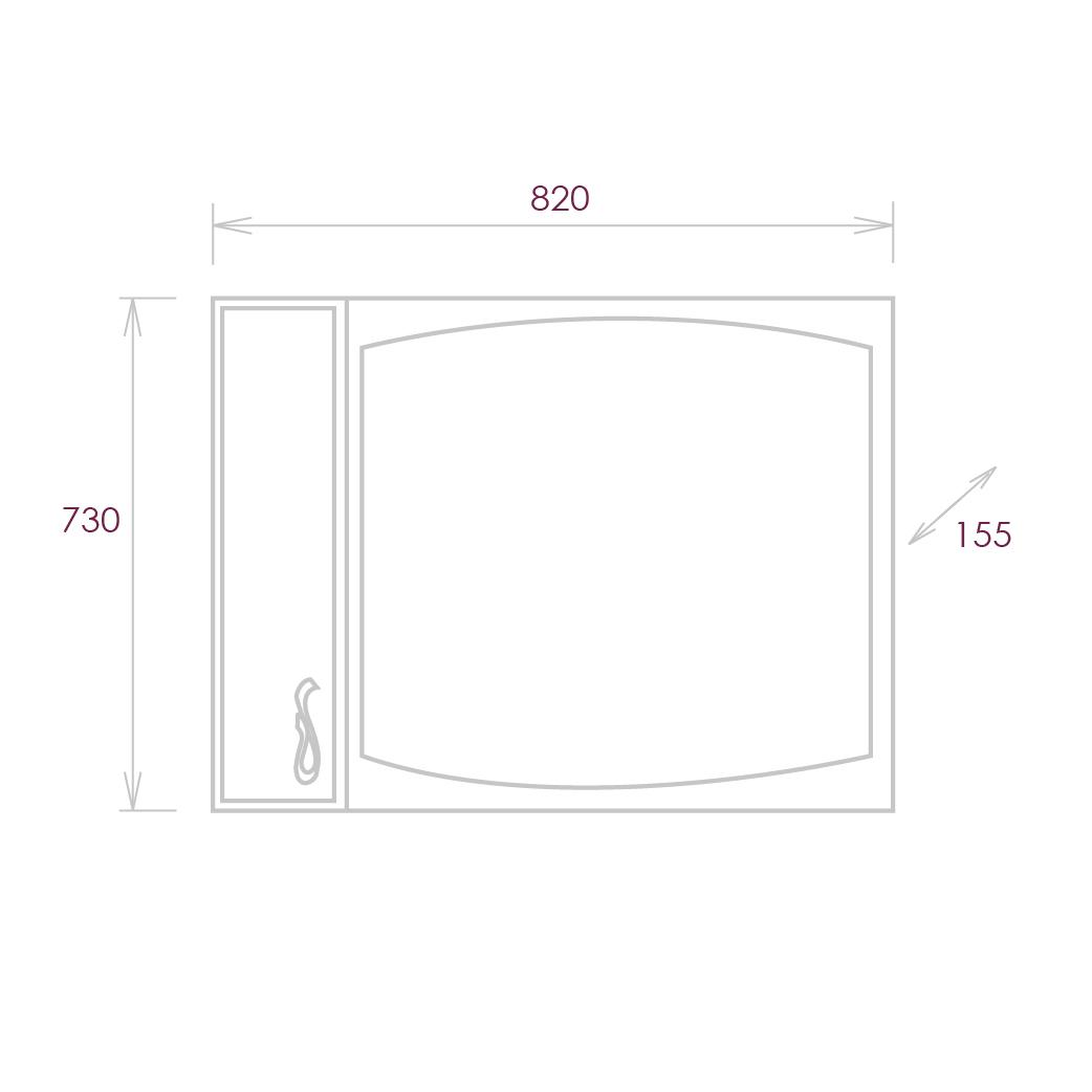 Зеркальный шкаф Onika Вальс 82 см 208508 левый, белый глянец