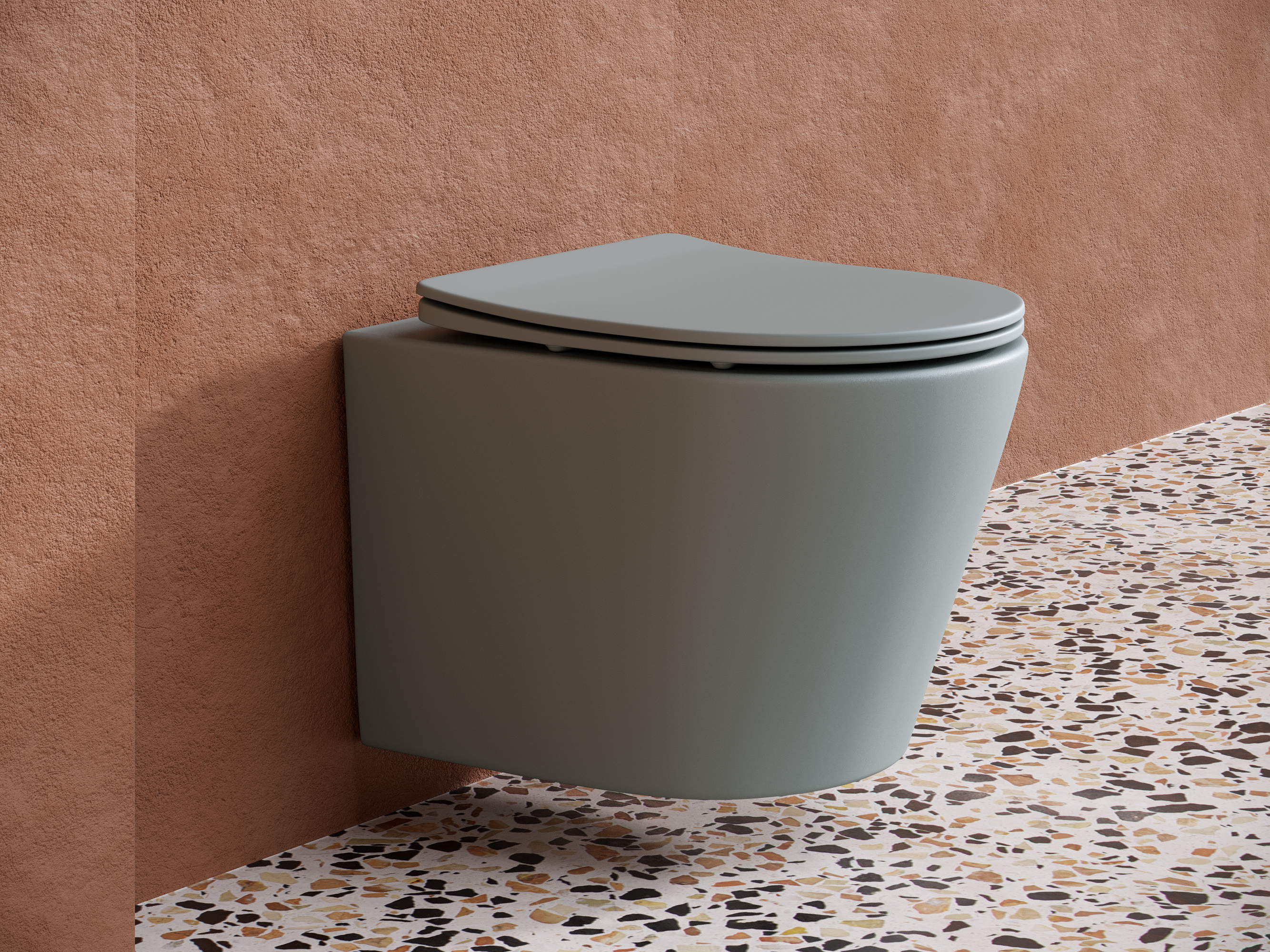 Комплект подвесной безободковый унитаз Ceramica Nova Balearica CN6000MH Антрацит матовый с сиденьем Микролифт  +  инсталляция Creto Standart 1.0