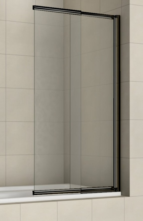 Душевая шторка на ванну Azario Merrit 80х140 см AZ-NF6122 800 BLACK профиль черный, стекло прозрачное
