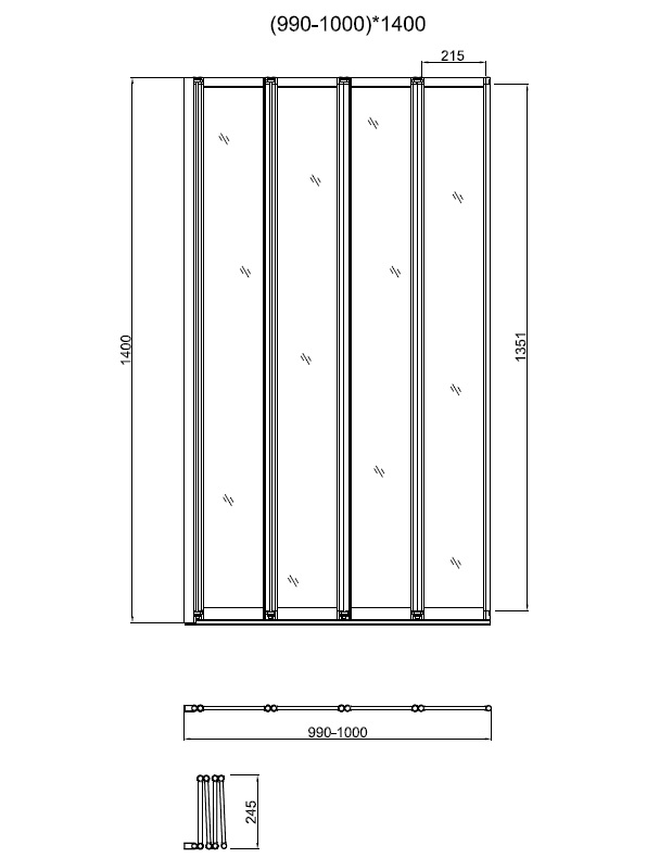 Шторка для ванны Vincea  100x140 см, VSB-31100CL, профиль хром, стекло прозрачное