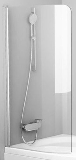 Шторка на ванну Ravak CVSK1 ROSA 140/150 L сатин +  транспарент, серый