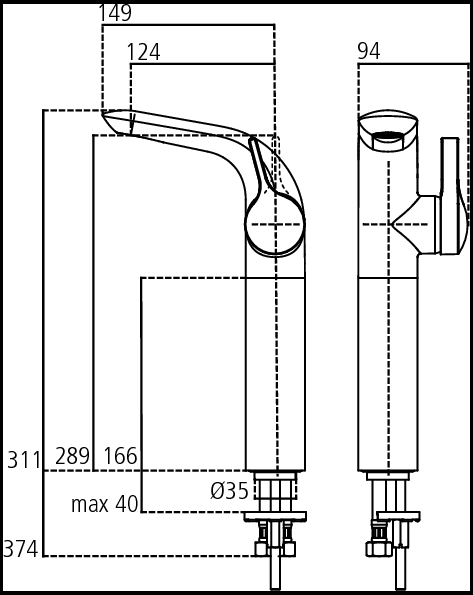 Смеситель Ideal Standard Melange A4266AA одноручковый для умывальника Vessel, под 1 отверстие, гибкая подводка, хром