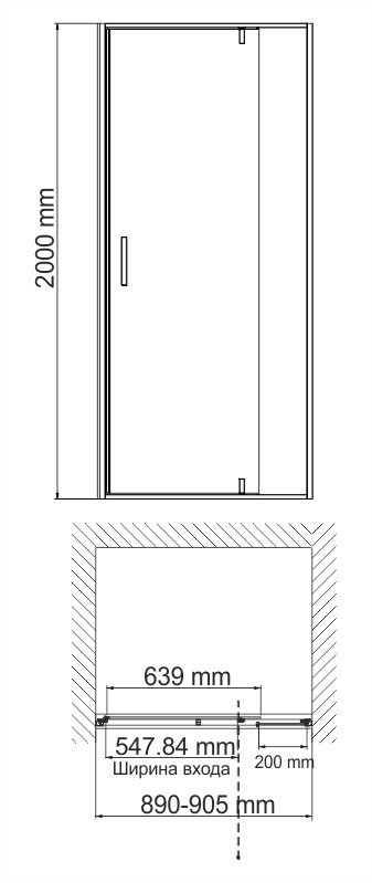 Душевая дверь Wasserkraft Neime 19P04 90x200см прозрачная