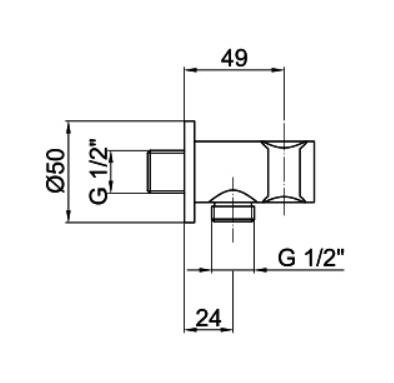 Шланговое подключение Webert Comfort AC0478015 угловое с держателем 1/2-1/2, хром