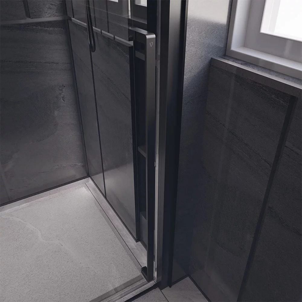 Душевая дверь Veconi Premium Trento PTD-30B, 120х200, черный матовый, стекло прозрачное