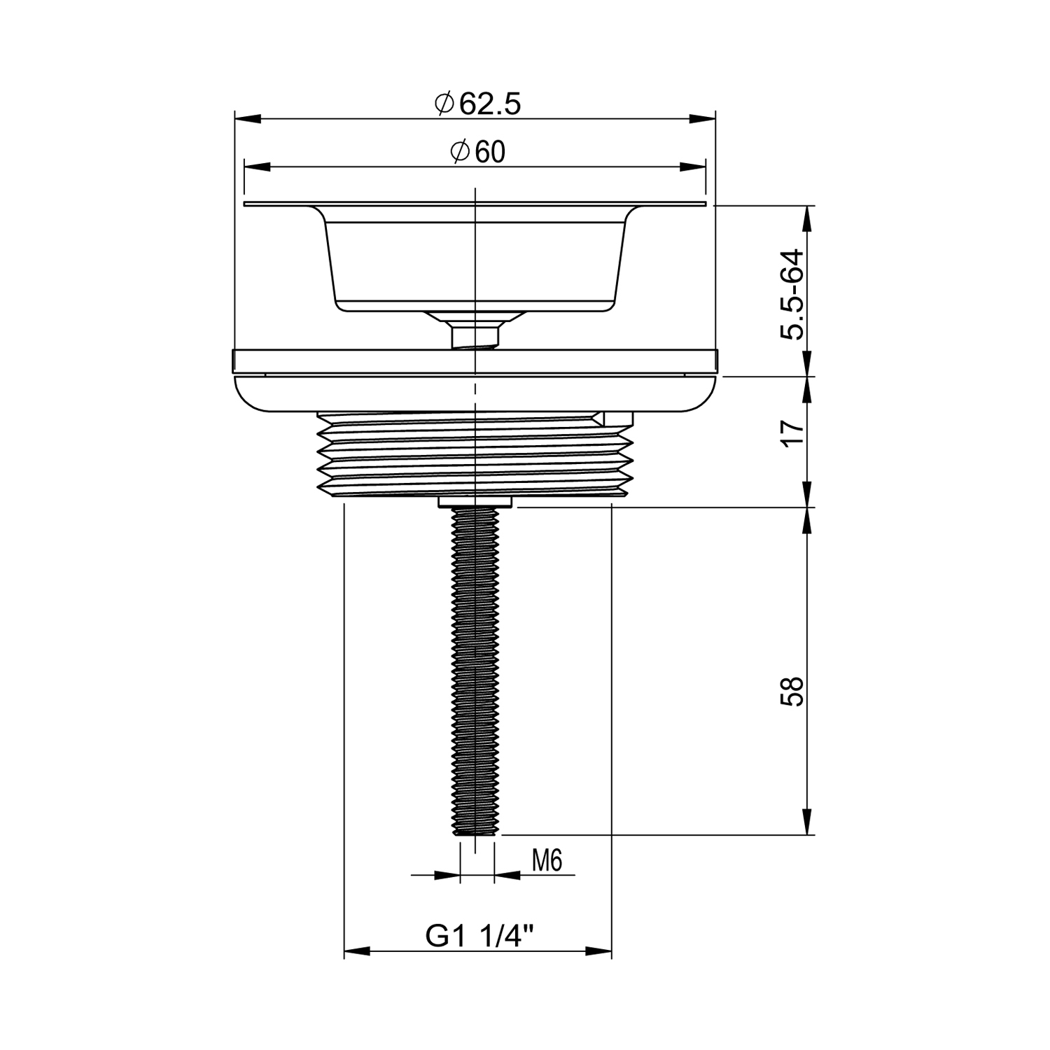 Донный клапан для раковины универсальный Wellsee Drainage System 182145000, хром, универсальный
