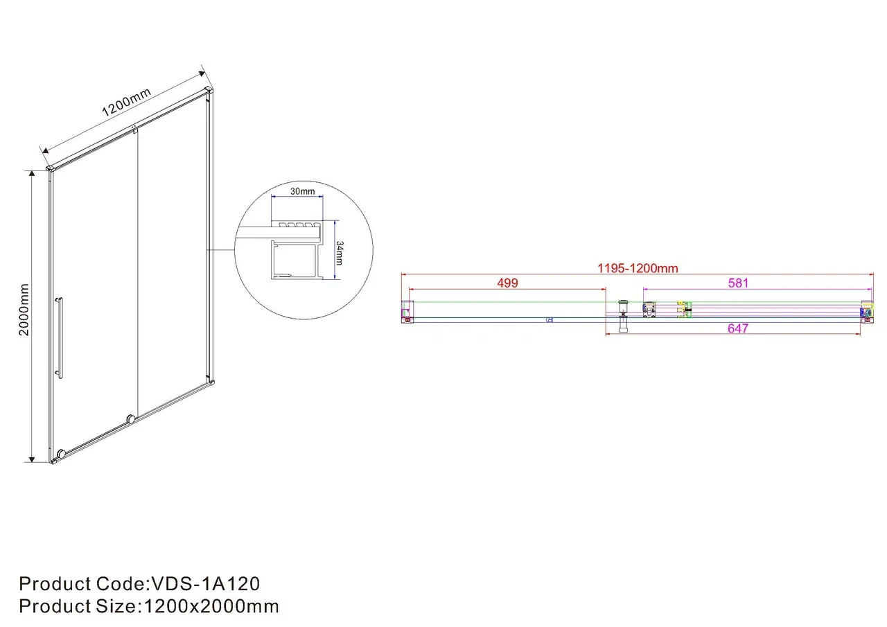 Душевая дверь Vincea Arno 120 см хром, стекло прозрачное, VDS-1A120CL - изображение 7