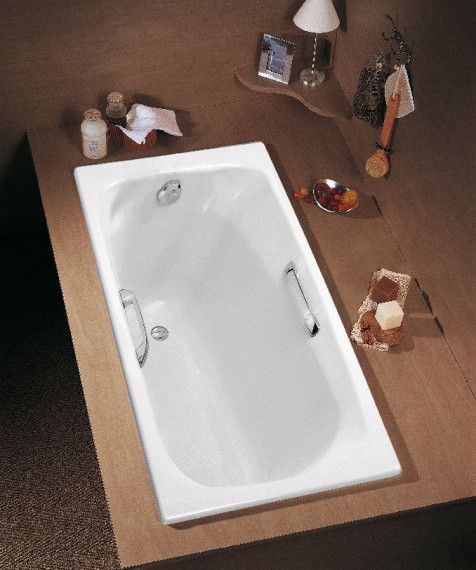 Чугунная ванна Jacob Delafon Melanie 170x70 см с антискользящим покрытием и отверстиями для ручек