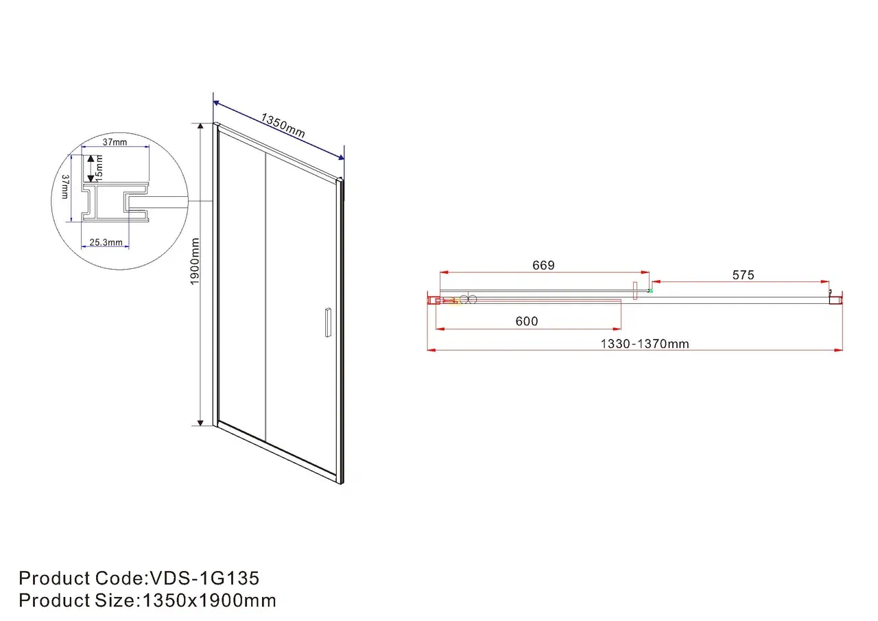 Душевая дверь Vincea Garda VDS-1G135CL 135 см хром, стекло прозрачное - изображение 6
