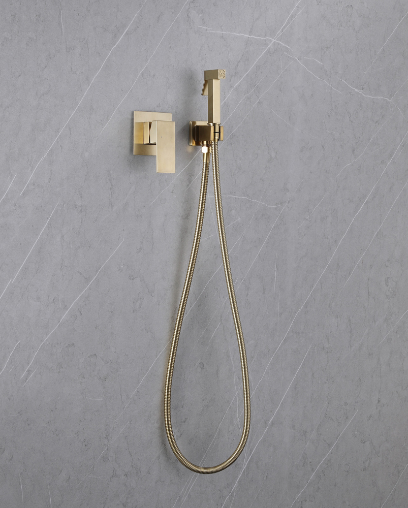 Гигиенический душ Abber Daheim AF8225G со смесителем, матовое золото