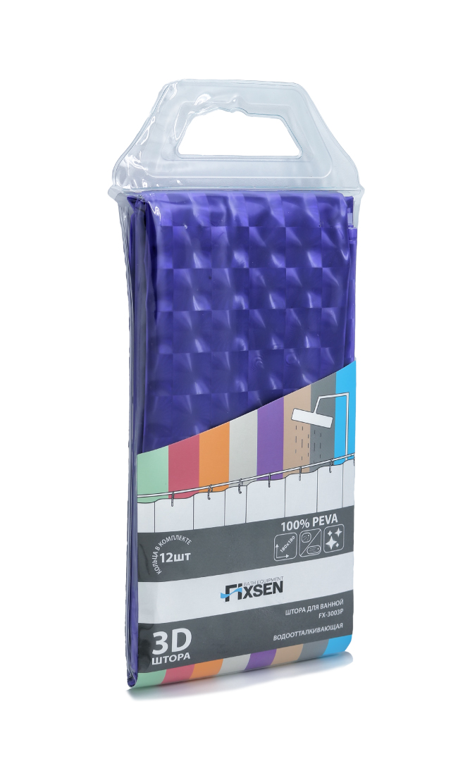 Шторка для ванной FIXSEN фиолетовая FX-3003P