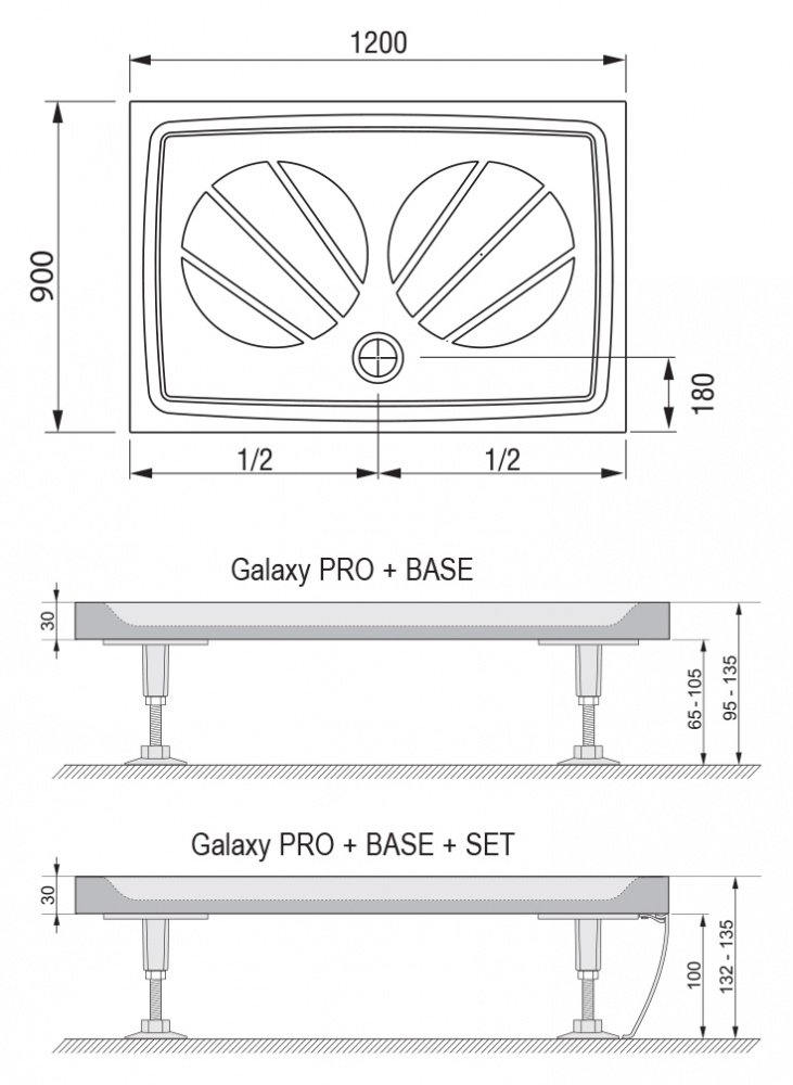 Душевой поддон Ravak Galaxy Gigant Pro-120 120x90 120x90x3см, белый