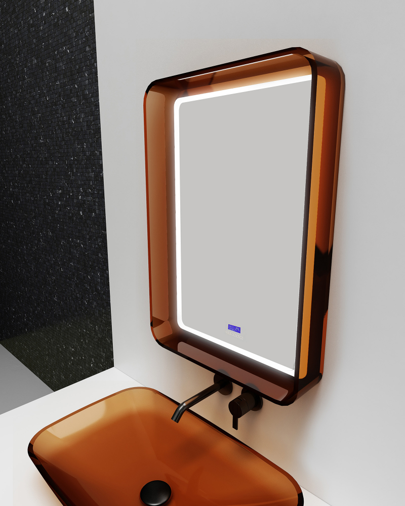 Зеркало Abber Kristall 55 см AT6701Opal с подсветкой, коричневый